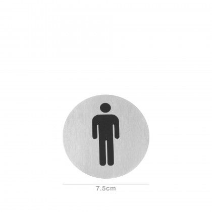 Sinal Porta Autocolante Homens Inox Redondo 7.5cm