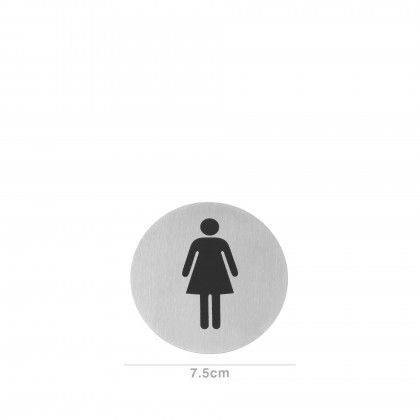 Sinal Porta Autocolante Senhoras Inox Redondo 7.5cm