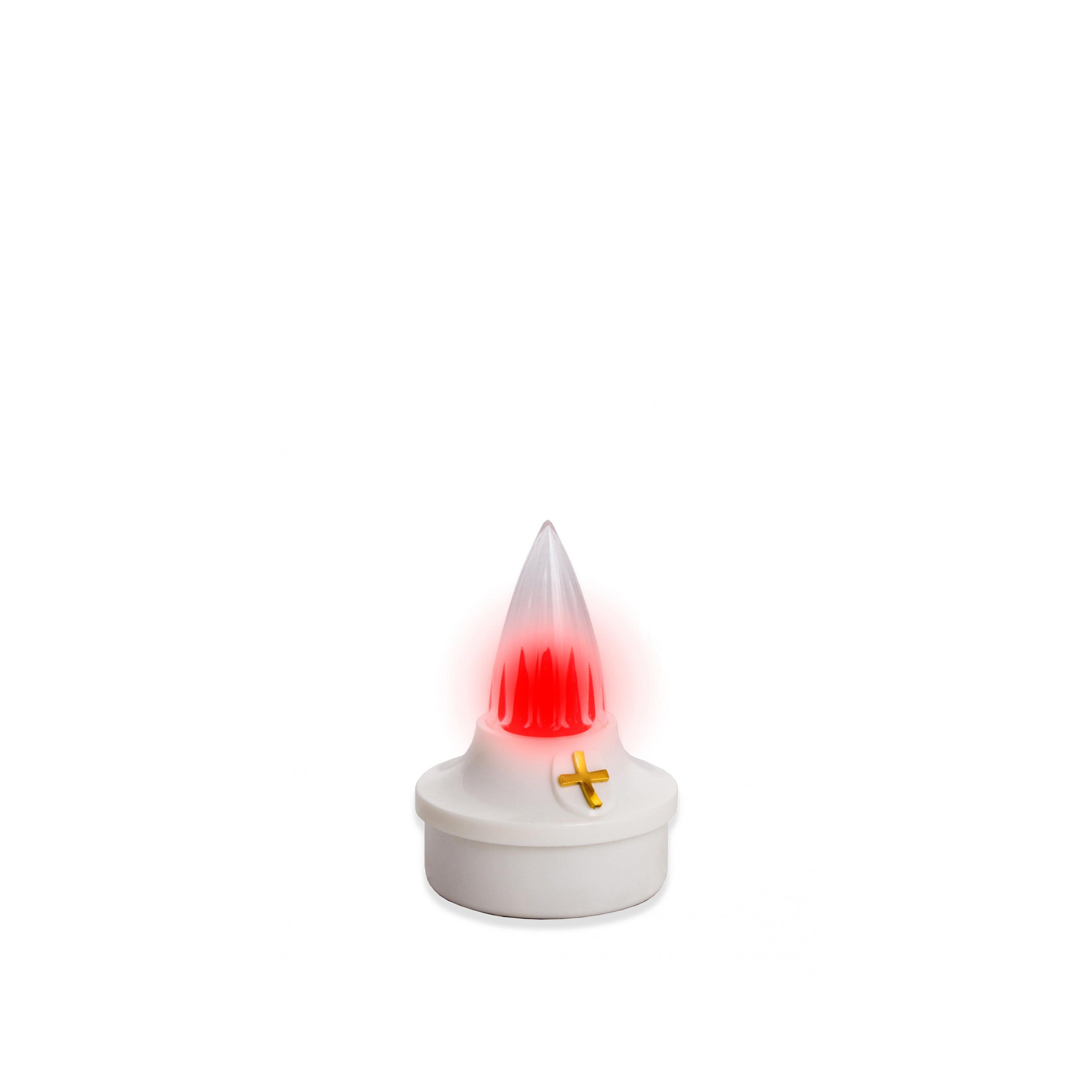 Círio Elétrico Cruz Redondo Branco 11cm