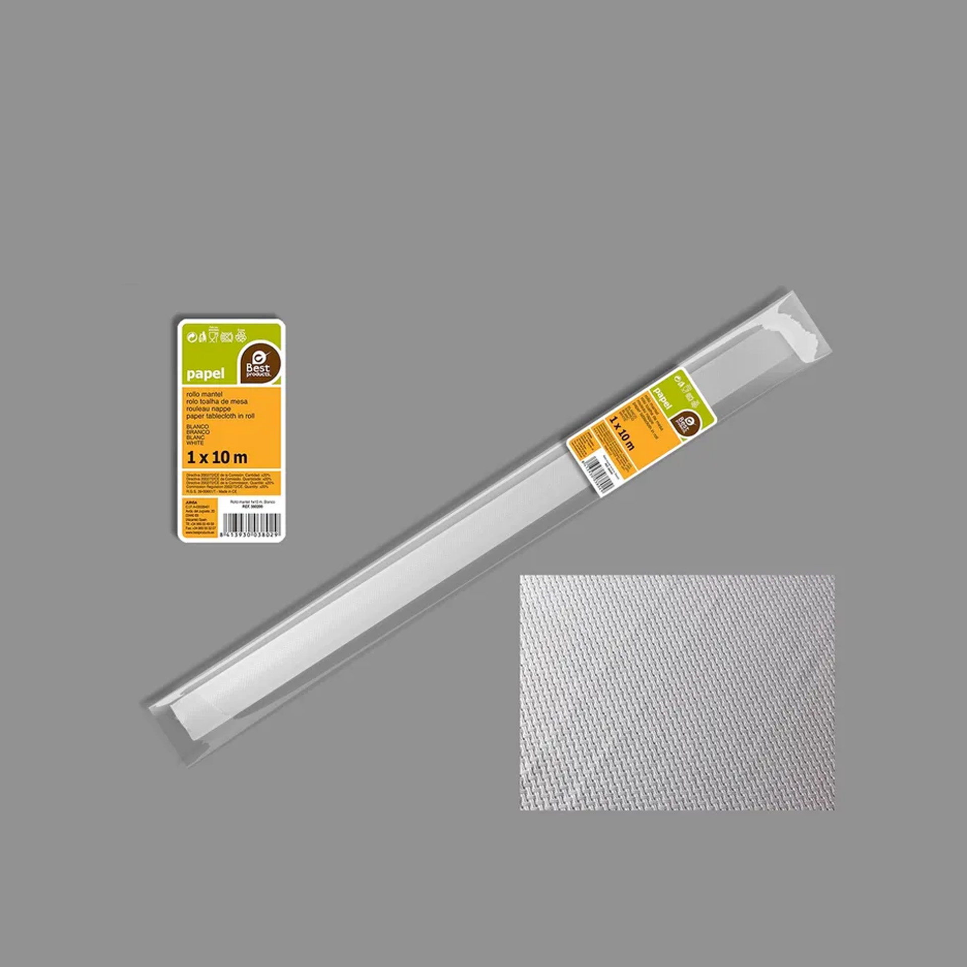 Rolo Toalha Mesa Papel Branco 1X10m