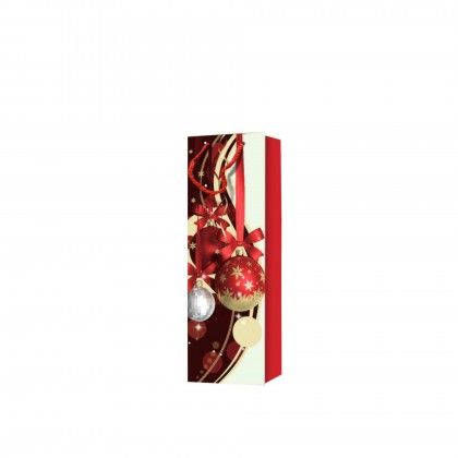 Saco Papel 1 Garrafa Asa Cord�o 12X9X36cm Natal Fitas