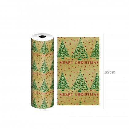 Bobine Papel Embrulho Celuloso Natal 4kg 62cm Árvores Bobine Papel Embrulho Celuloso Natal 4kg 62cm Árvores