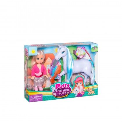 Boneca com Cavalo 13cm