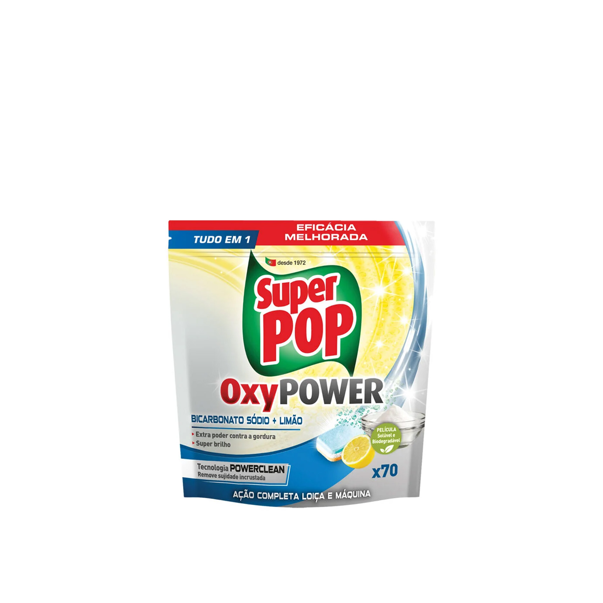 Pastilha Máquina Loiça Super Pop Oxypower Bicarbonato de Sódio 70 Unidades