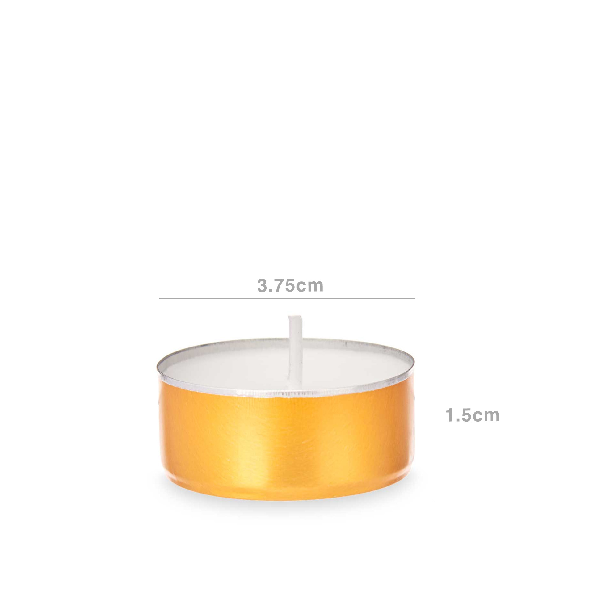Vela Cera / Alumínio Dourado 3.75X3.75X1.5cm Pack 50