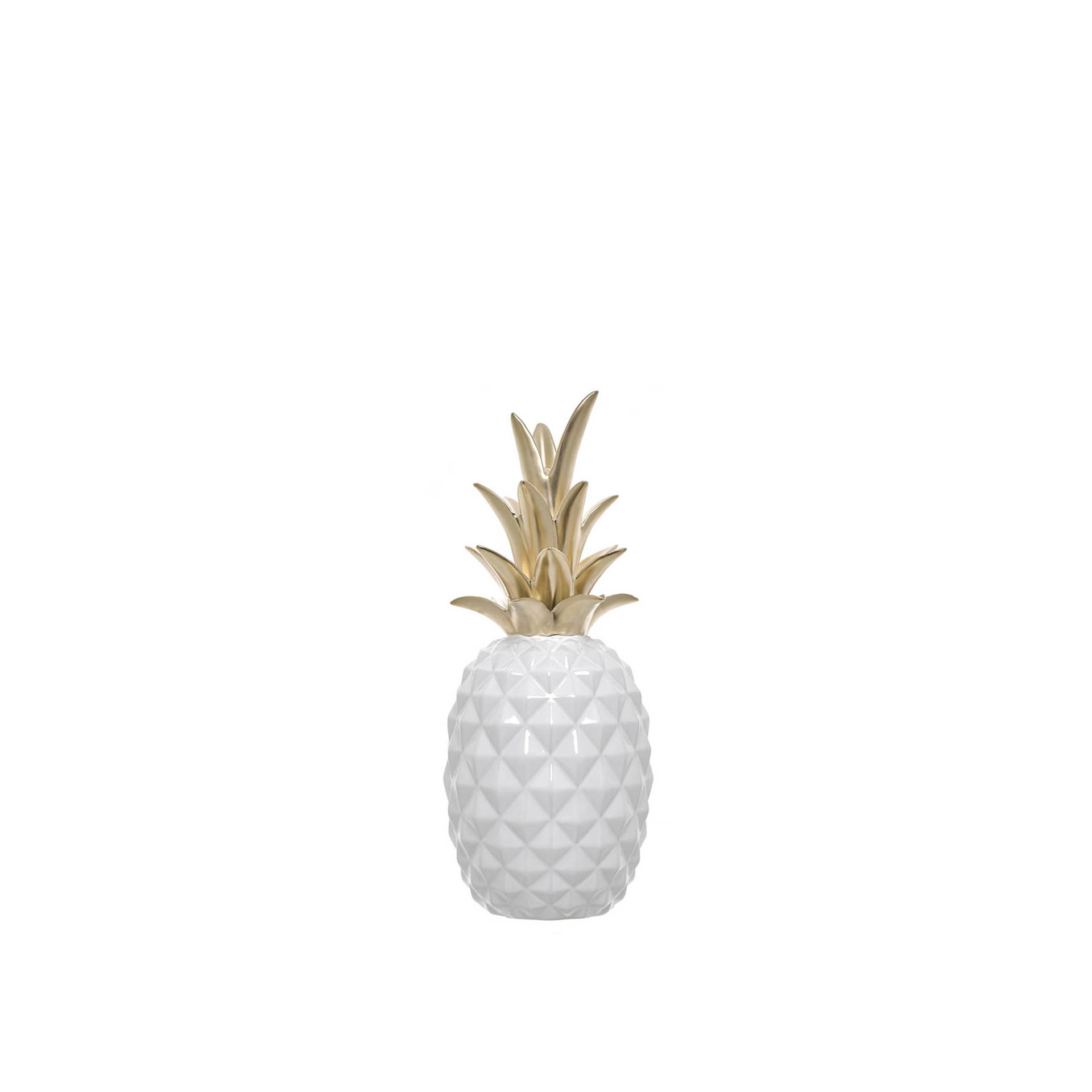 Ananás Cerâmica Branco 15X15X39cm
