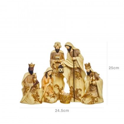 Prespio Natal Dourado 6 Peas 24.5X15X25cm