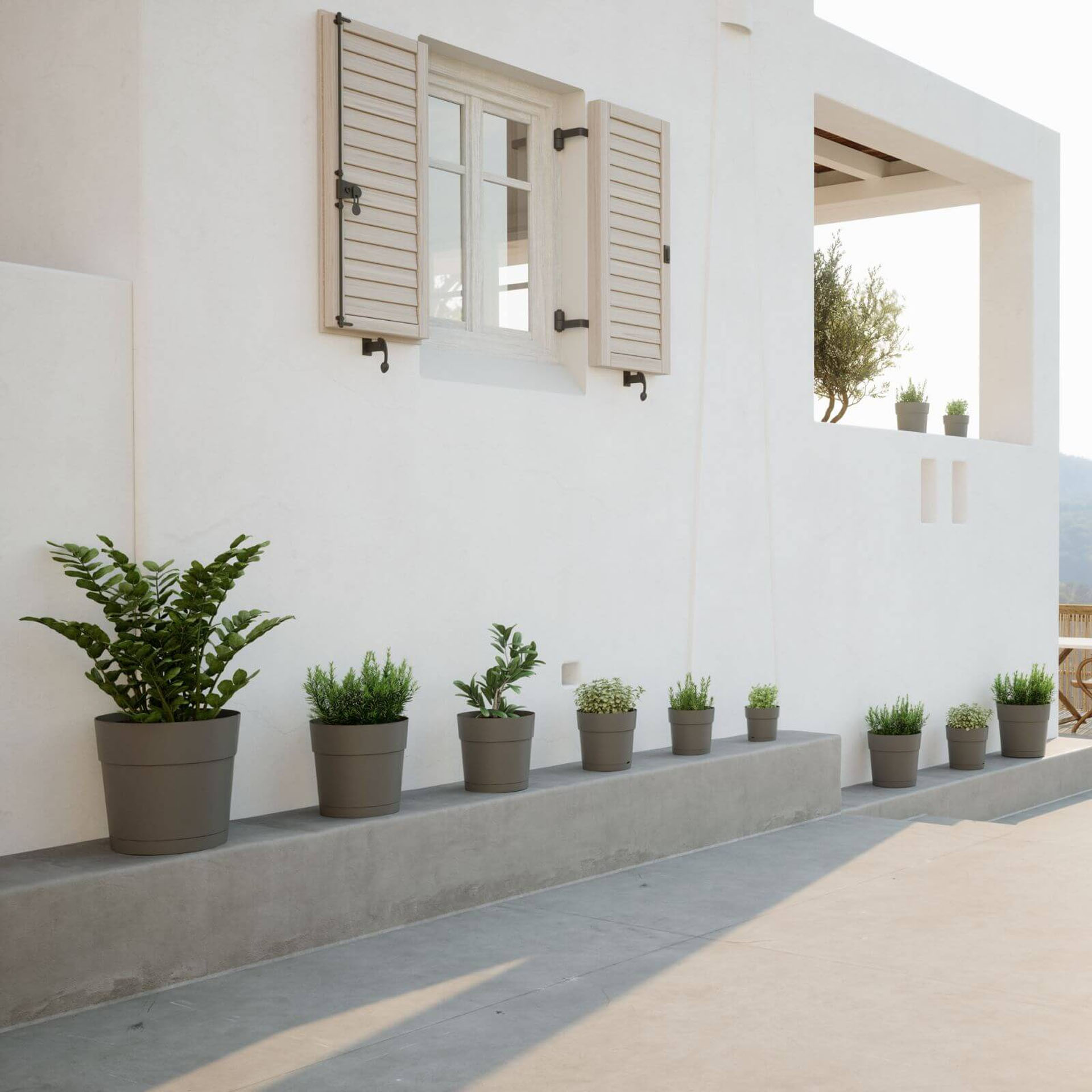 Vaso Capri Largo Com Reserva Água Ø19.5X18.4cm 4L Branco