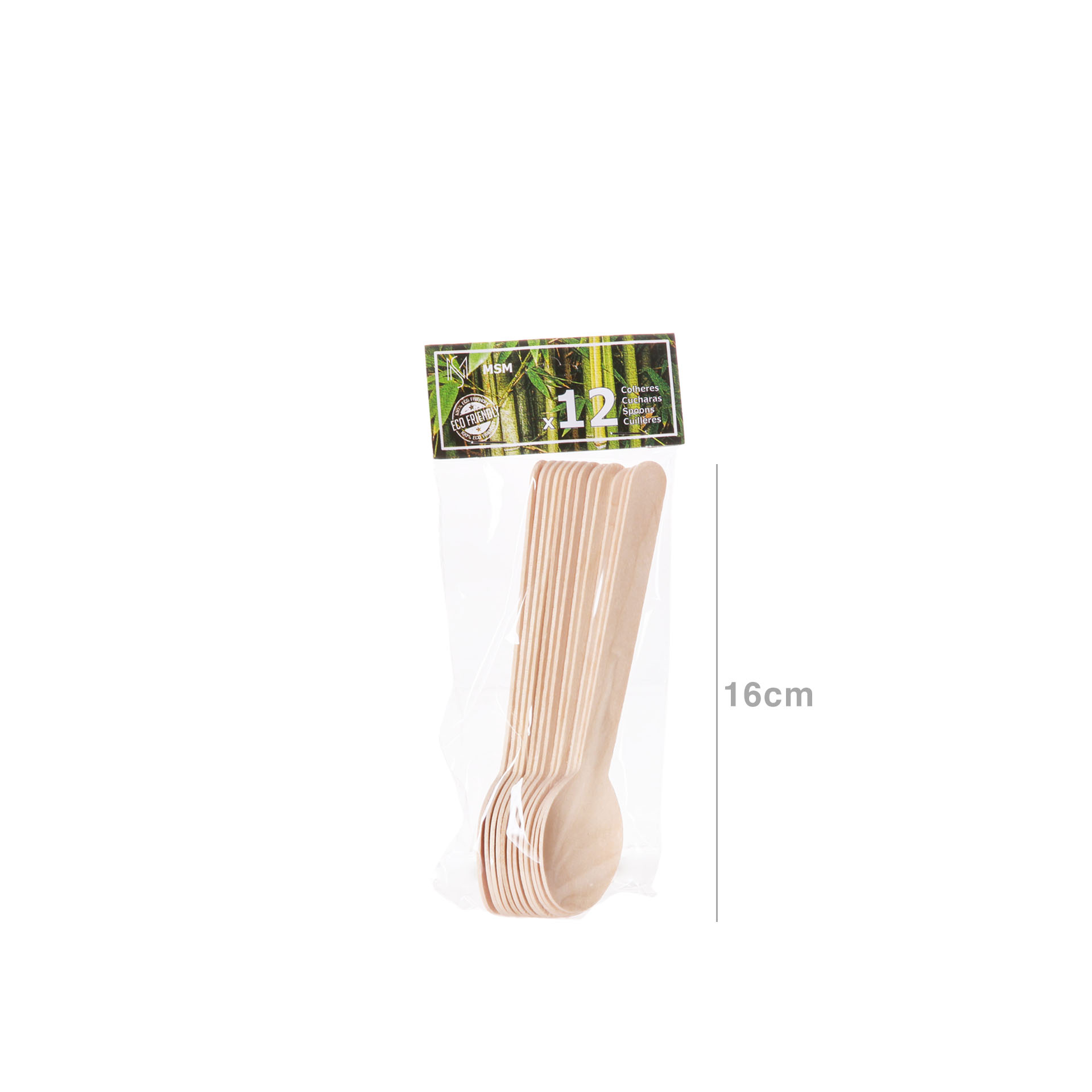 Colher Madeira 16cm Pack 12