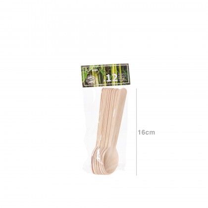 Colher Madeira 16cm Pack 12