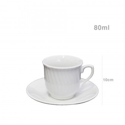 Chvena Caf com Pires Branco 80ml 11cm Pack 6