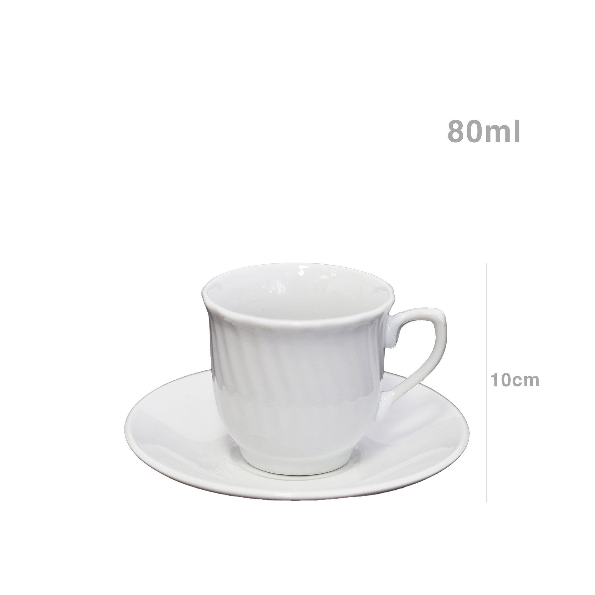 Chávena Café com Pires Branco 80ml 11cm Pack 6