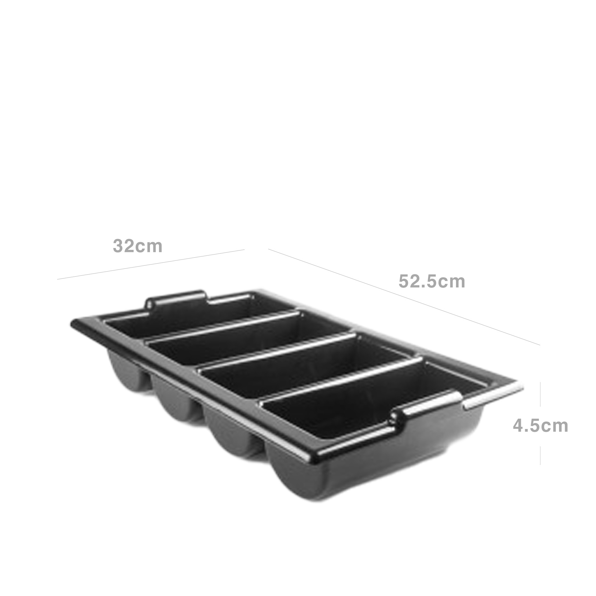 Bandeja Talheres Gn1/1 Polipropileno Preto 52X32X9.5cm