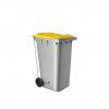 Contentor Eco Cinza com Pedal e Rodas Tampa Amarela 240l 73.5X58X100cm