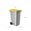 Contentor Eco Cinza com Pedal e Rodas Tampa Amarela 240l 73.5X58X100cm