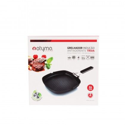 Grelhador Antiaderente com Pega Rebatvel Troia 24cm