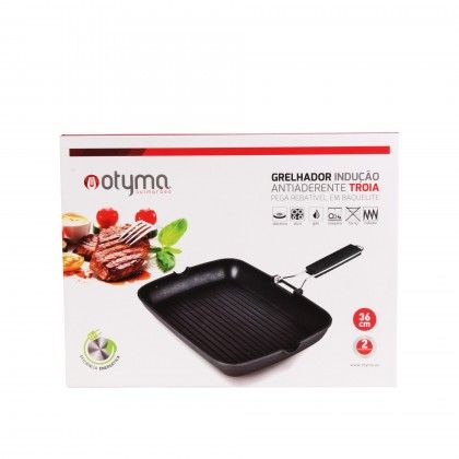 Grelhador Antiaderente com Pega Rebatvel Troia 36cm