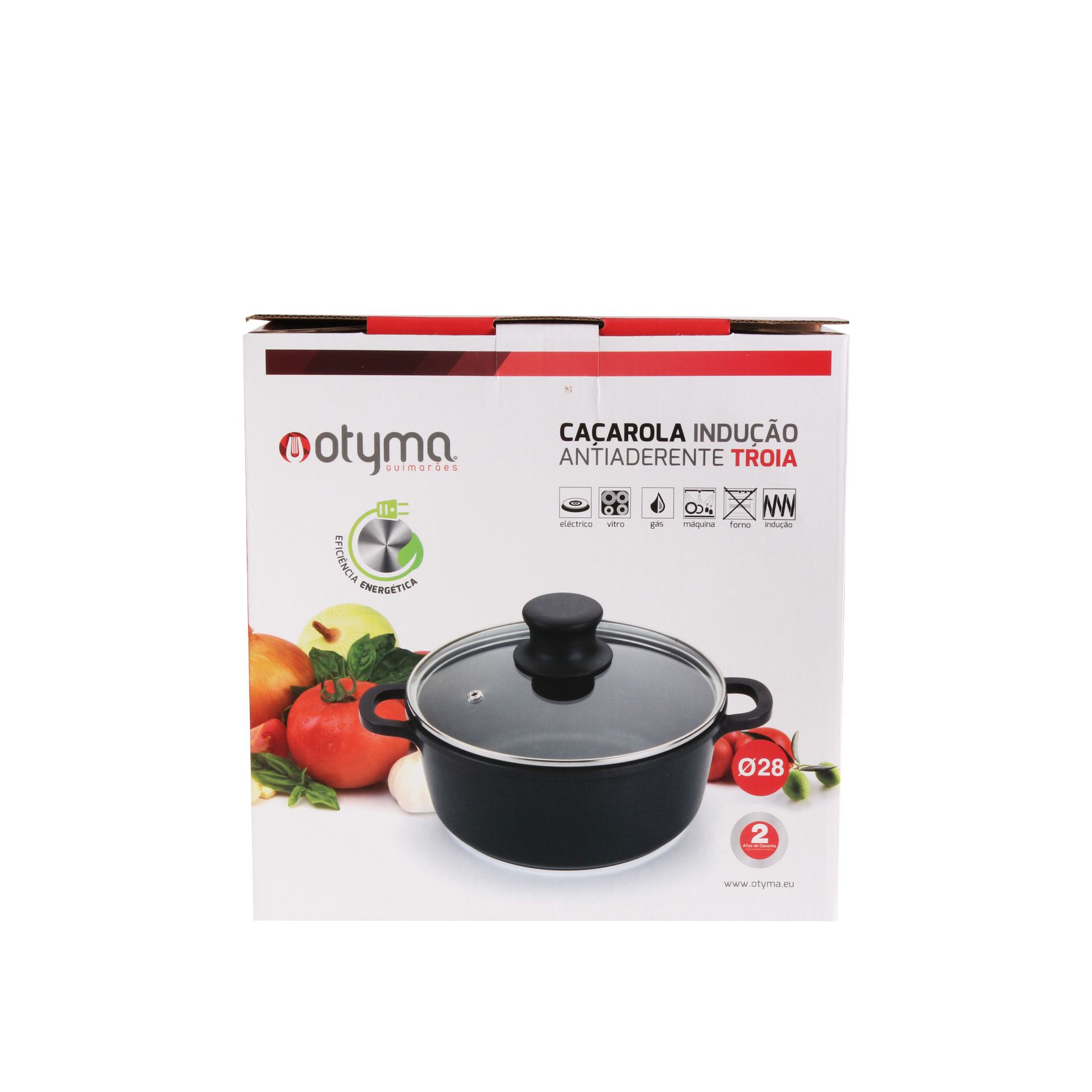 Caçarola Antiaderente Troia Tampa Vidro 28cm