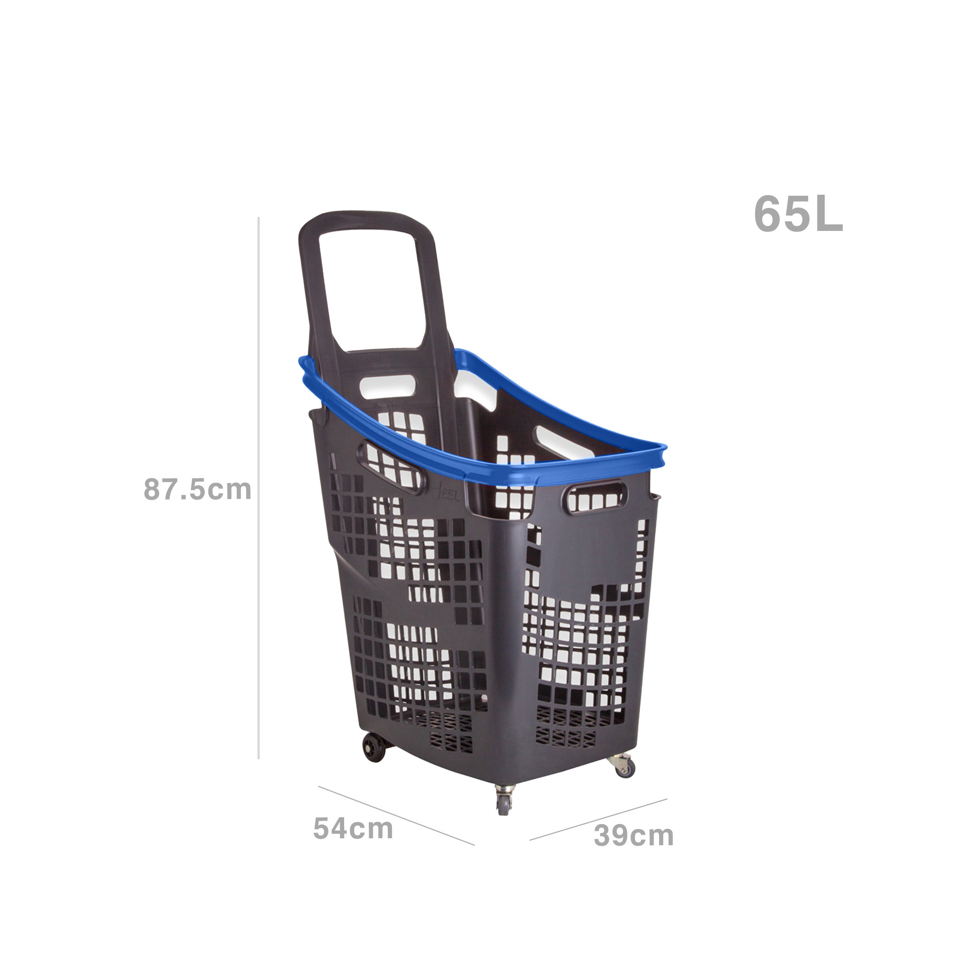 Cesto Compras com 4 Rodas Aro Azul 65l 39X54X87.5cm