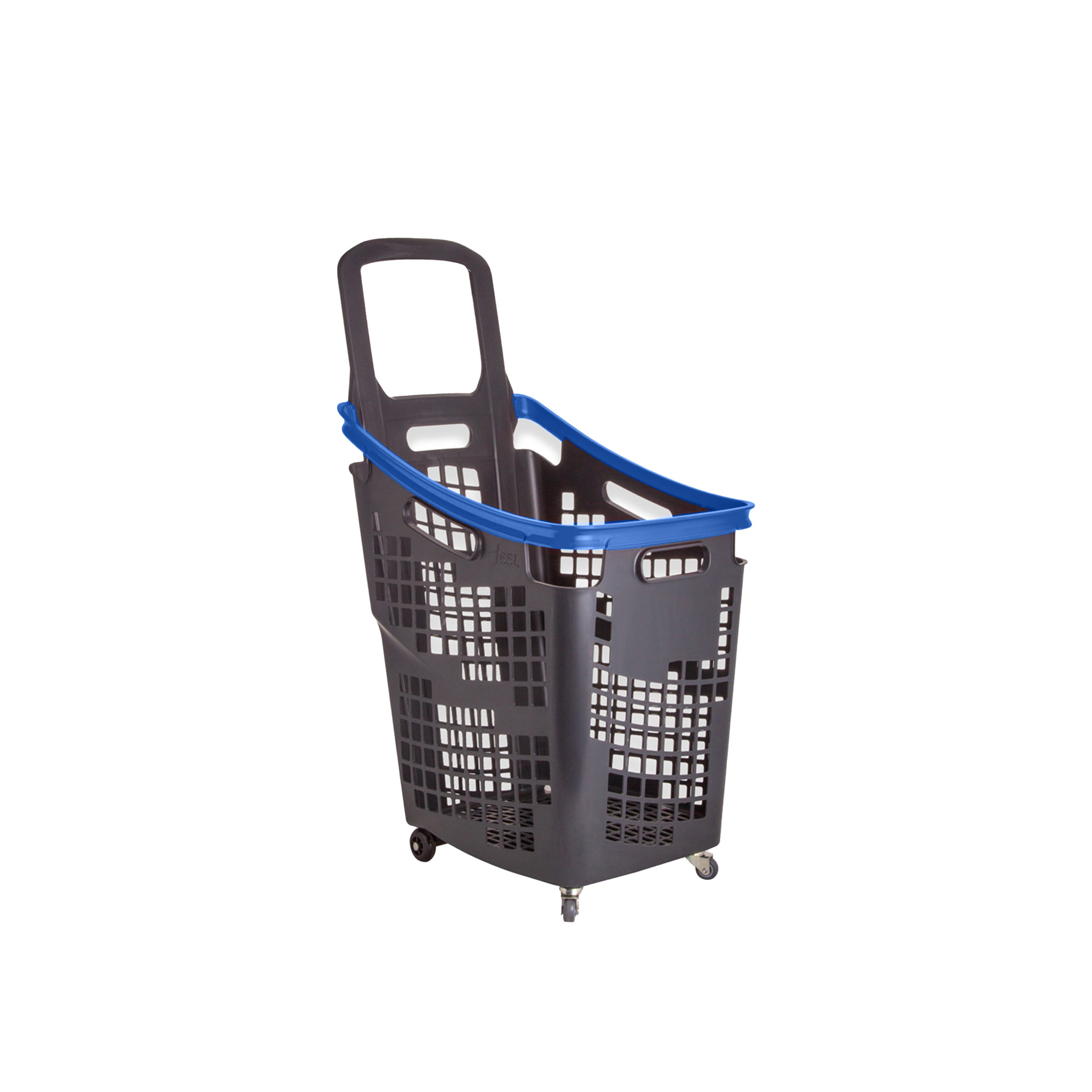 Cesto Compras com 4 Rodas Aro Azul 65l 39X54X87.5cm