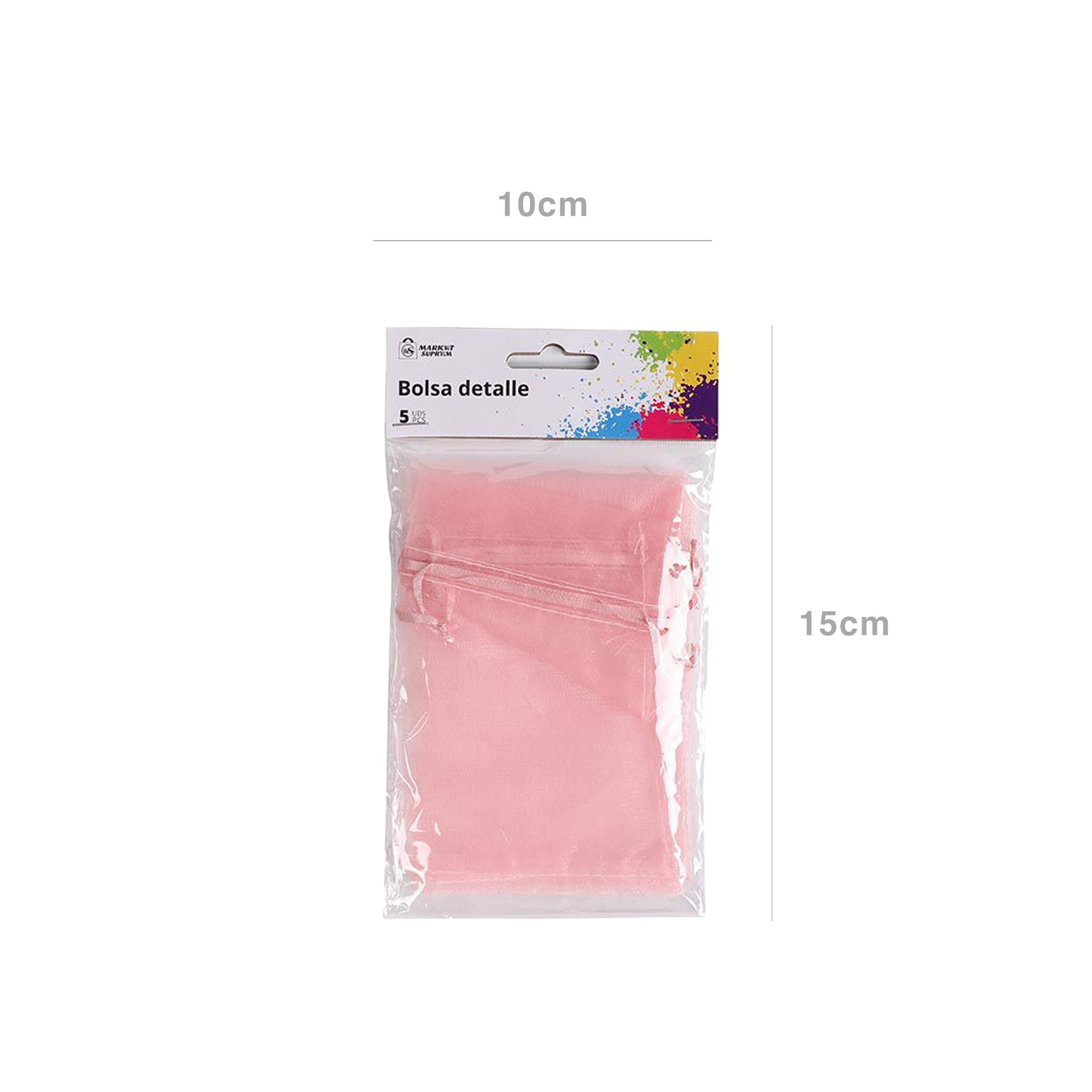 Saco Organza Rosa 10X15cm Pack 5
