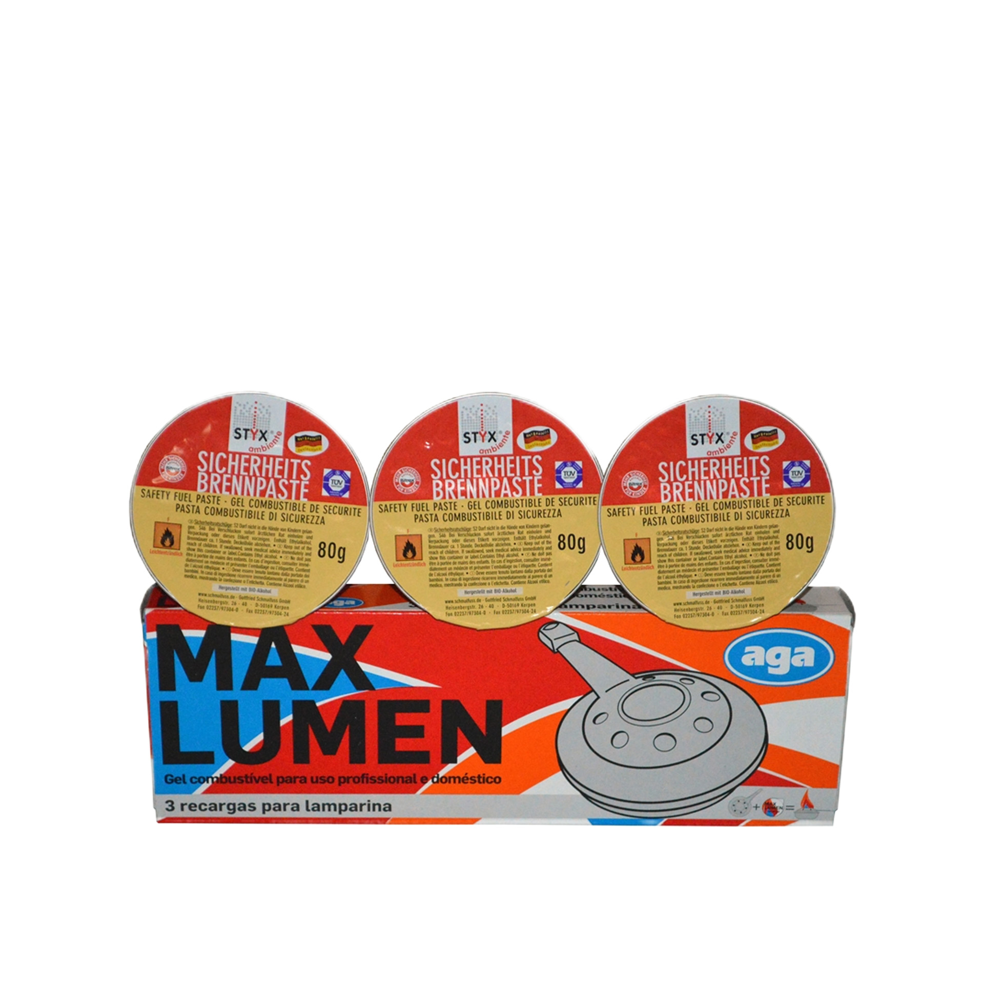 Gel Combustível Maxlumen 95ml Pack 3