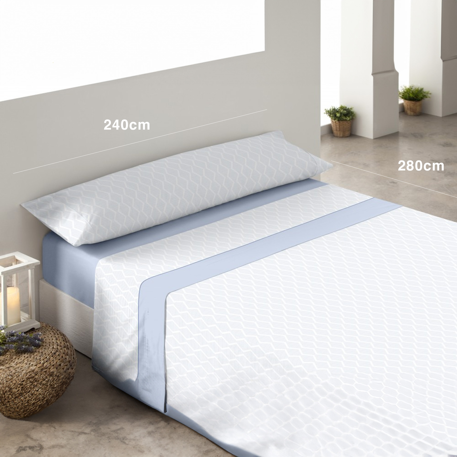 Jogo Cama Sedalina Romb Azul 240X280cm