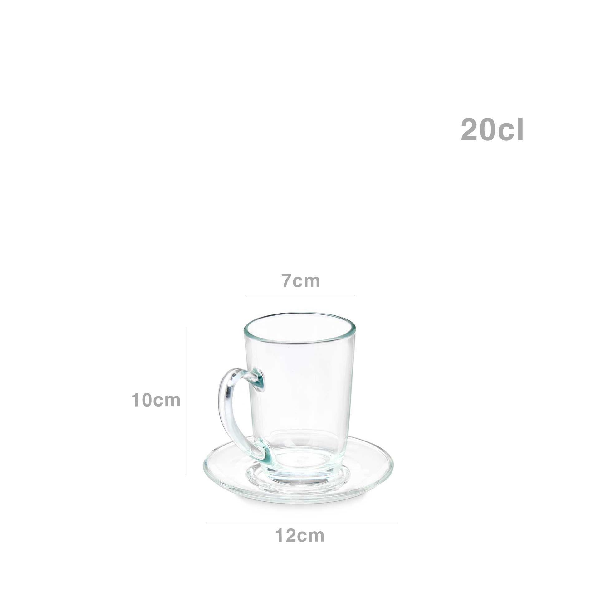 Chávena Café Vidro com Prato 200ml Pack 6