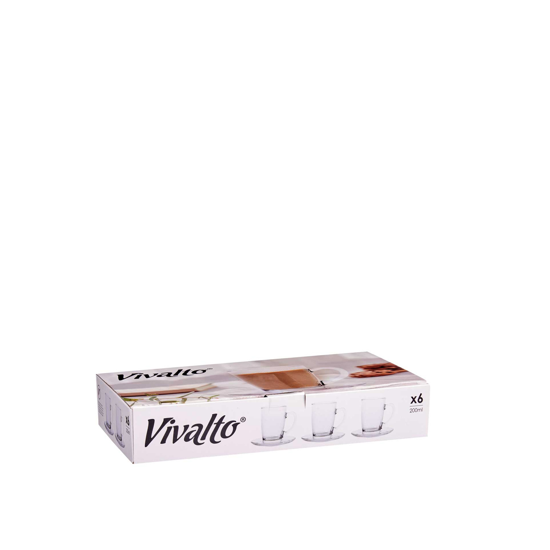 Chávena Café Vidro com Prato 200ml Pack 6