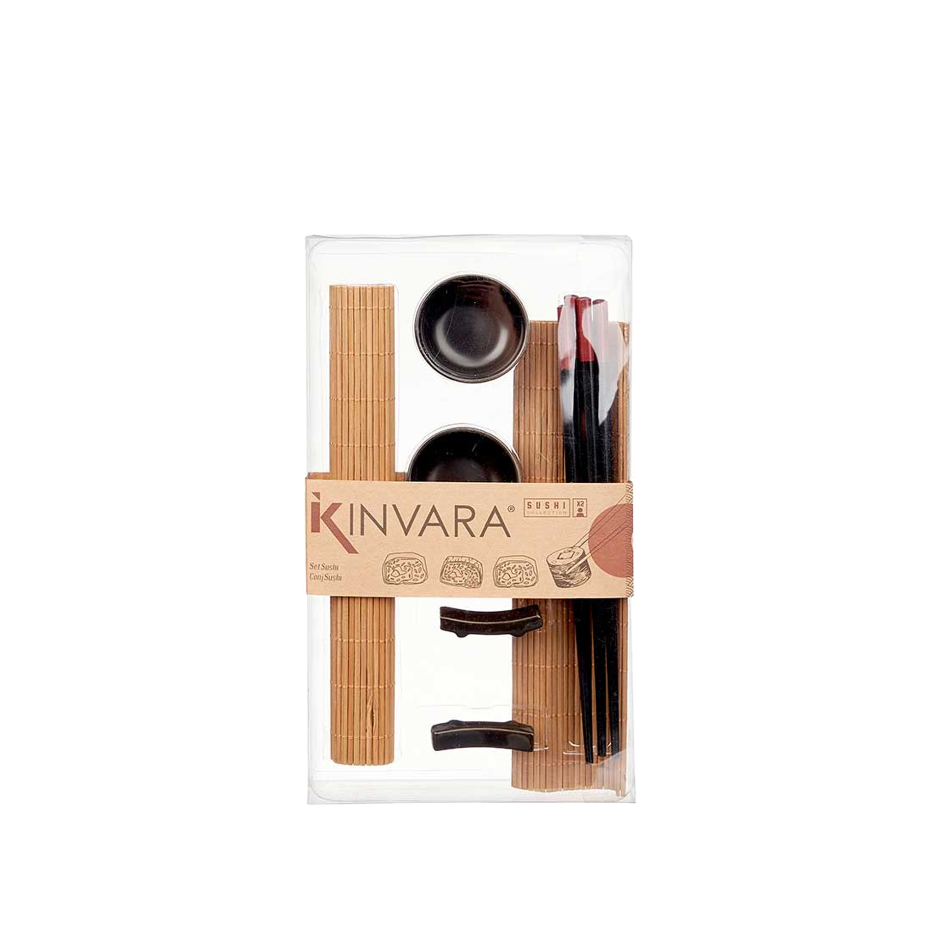 Conjunto Sushi Cerâmica / Bambu 8 Peças