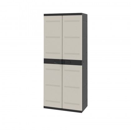 Armrio Plstico Titanium Retangular Preto / Bege 70X44X176cm