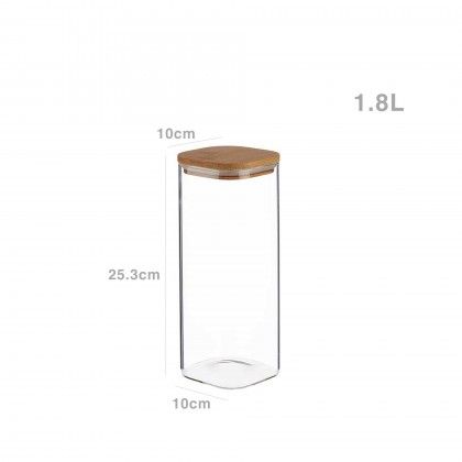 Frasco Herm�tico Vivalto Com Tampa Bambu 1800ml 10X10X25.3CM