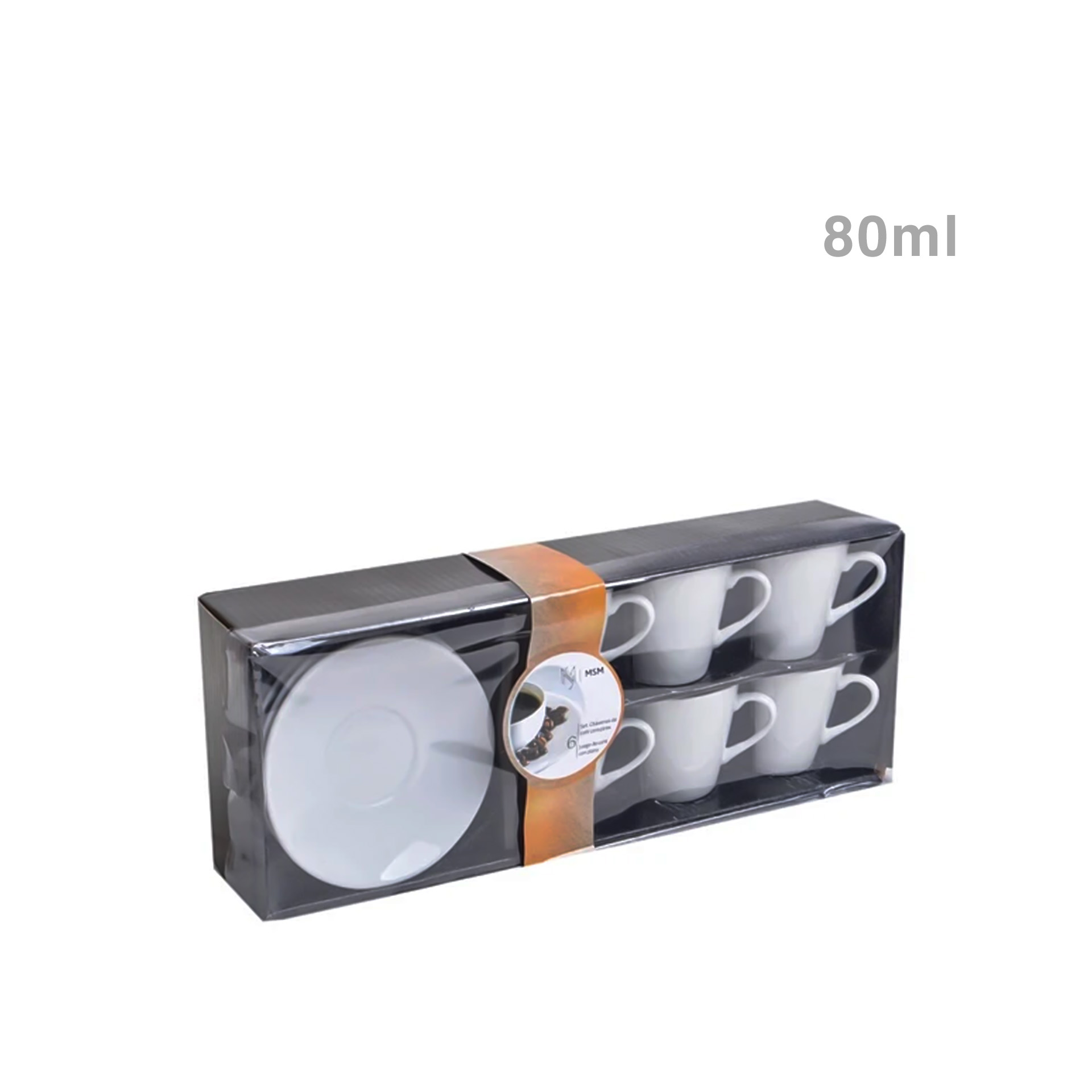 Chávena Café com Pires Branco 80ml 11cm Pack 6