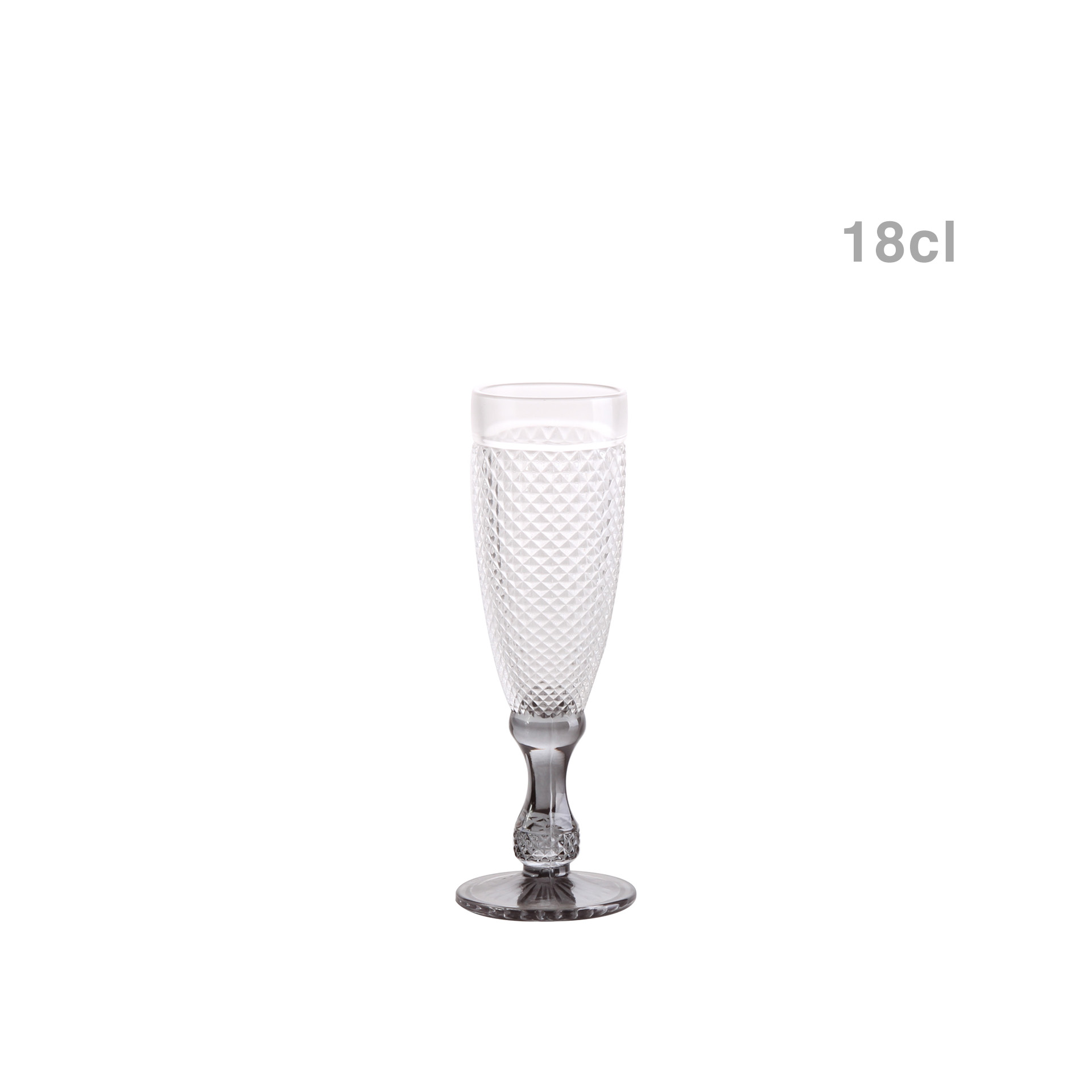 Copo Flute Picotado com Pé Preto 18cl Pack 6