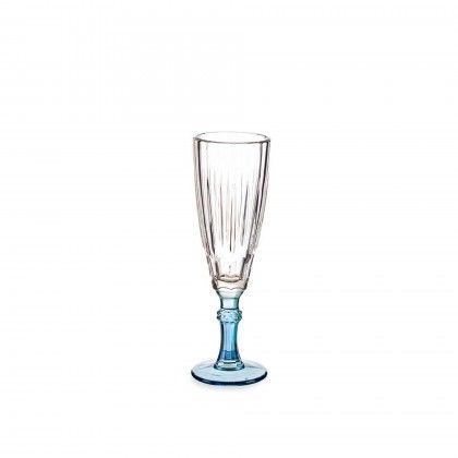 Copo Flute Picotado Exotic com P Azul 17cl Pack 6