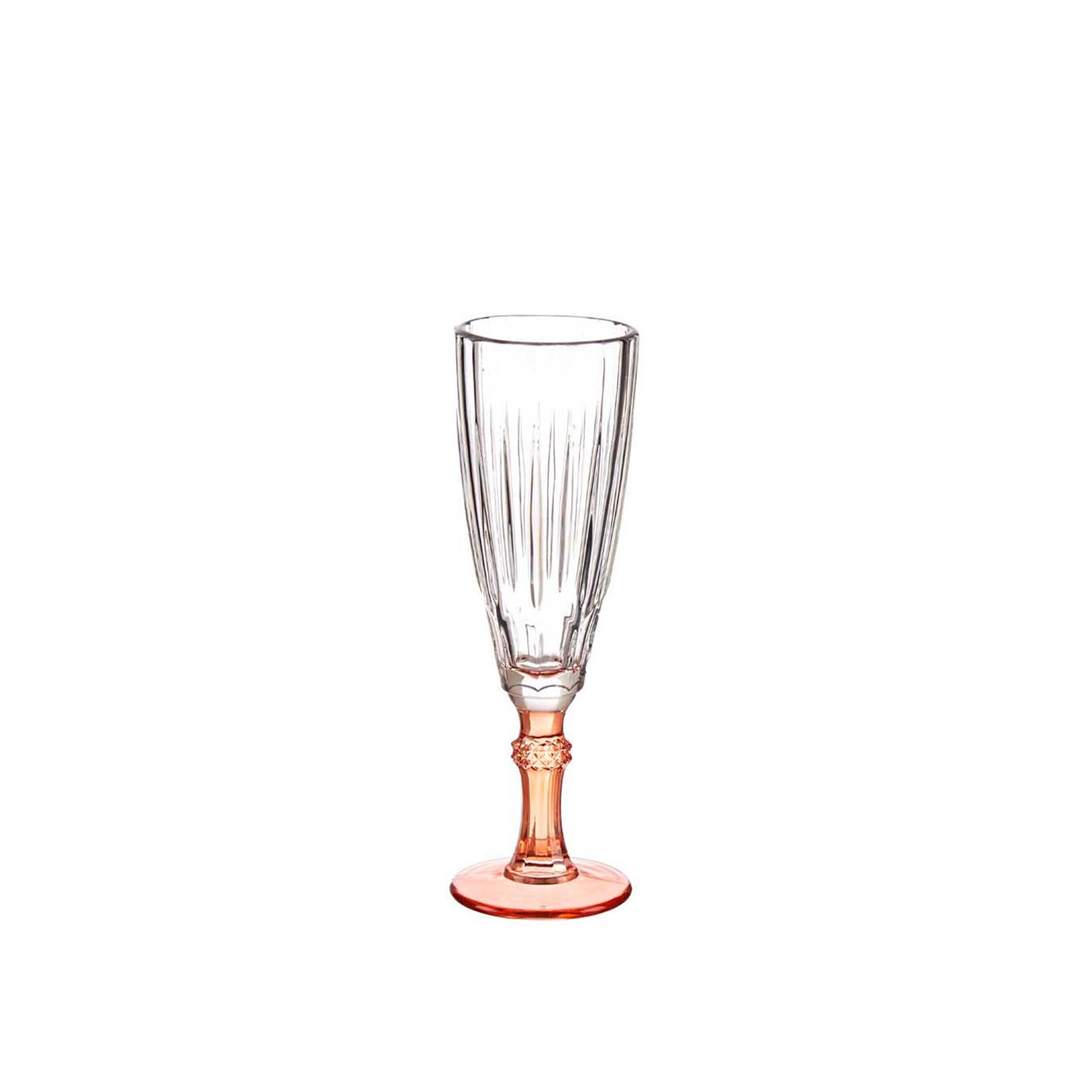 Copo Flute Picotado Exotic com Pé Salmao 17cl 6X20cm Pack 6