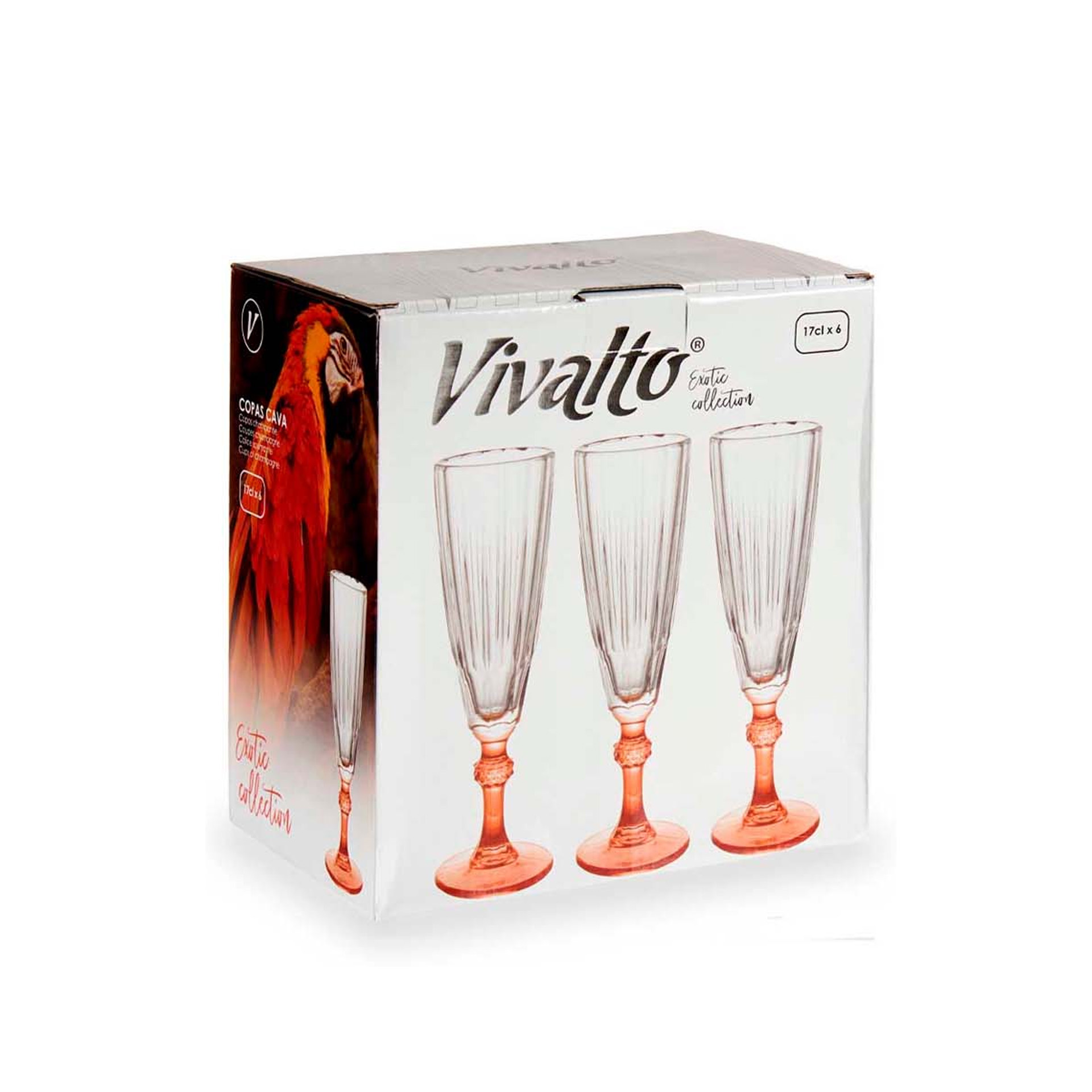 Copo Flute Picotado Exotic com Pé Salmao 17cl 6X20cm Pack 6