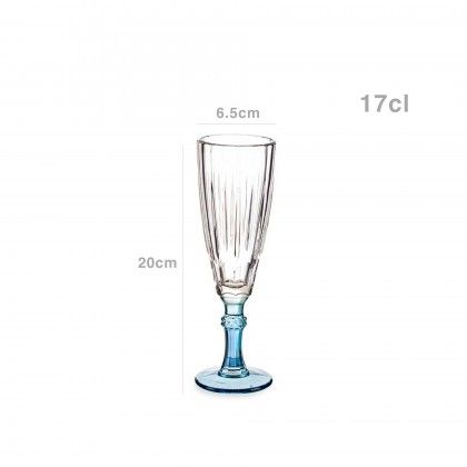 Copo Flute Picotado Exotic com P Azul 17cl Pack 6