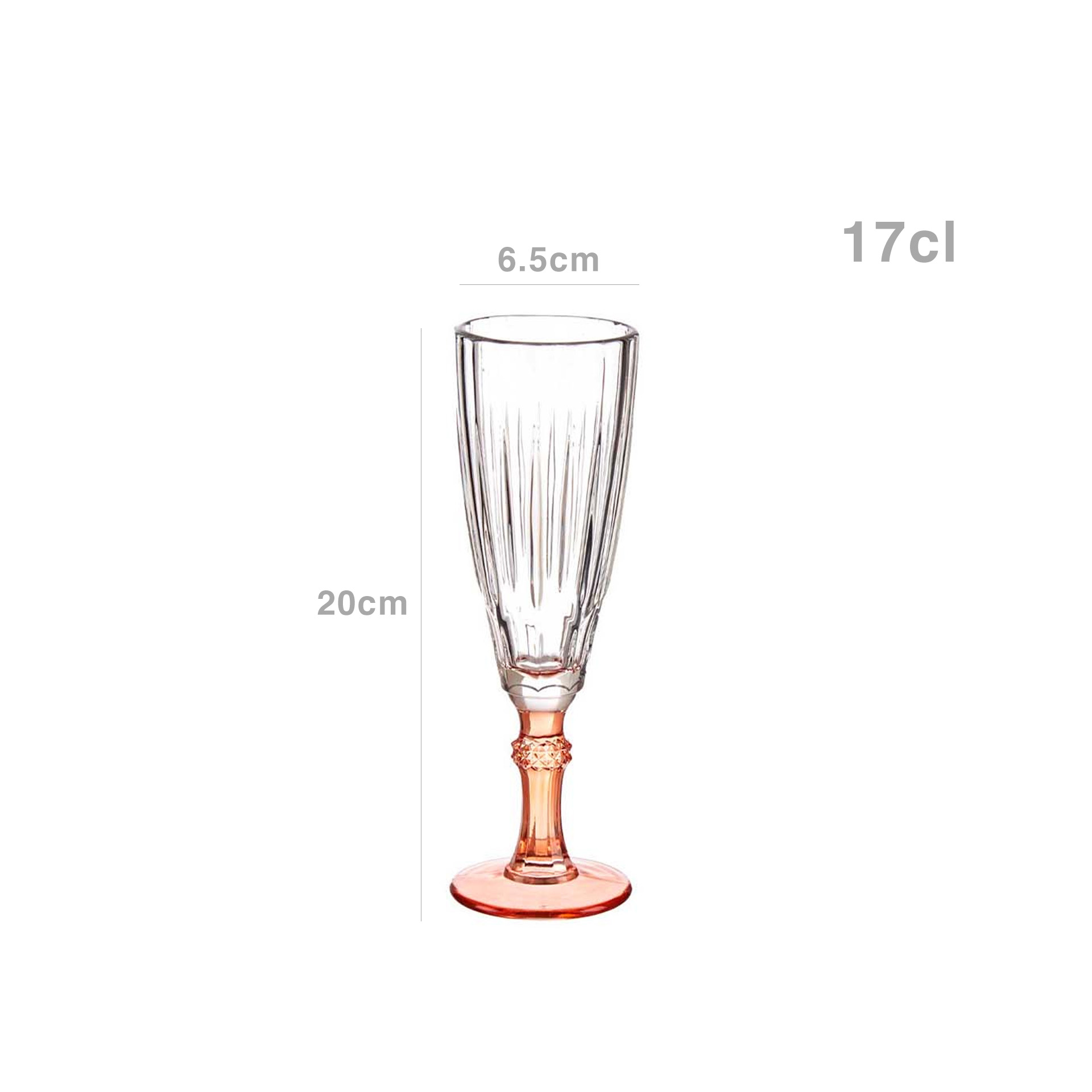 Copo Flute Picotado Exotic com Pé Salmao 17cl 6X20cm Pack 6