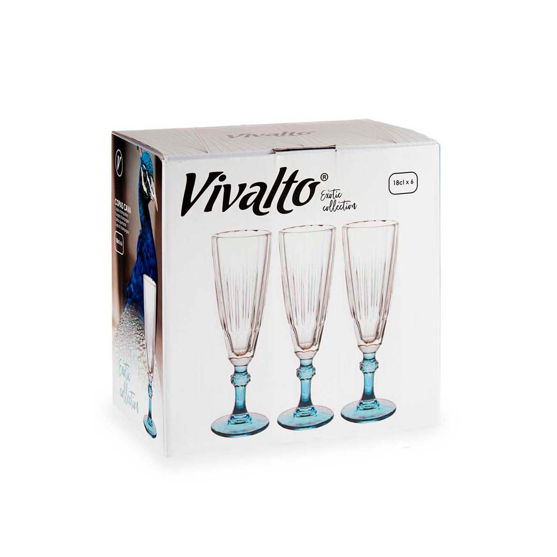 Copo Flute Picotado Exotic com Pé Azul 17cl Pack 6