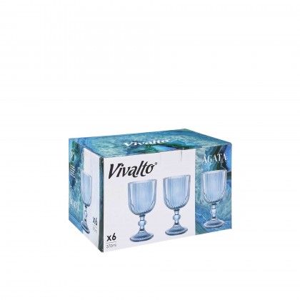 Copo com P Agata Azul 37cl Pack 6