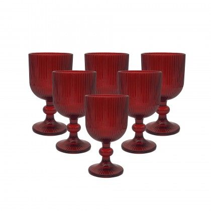 Copo com P My Glass Linhas Vermelho 30cl Pack 6