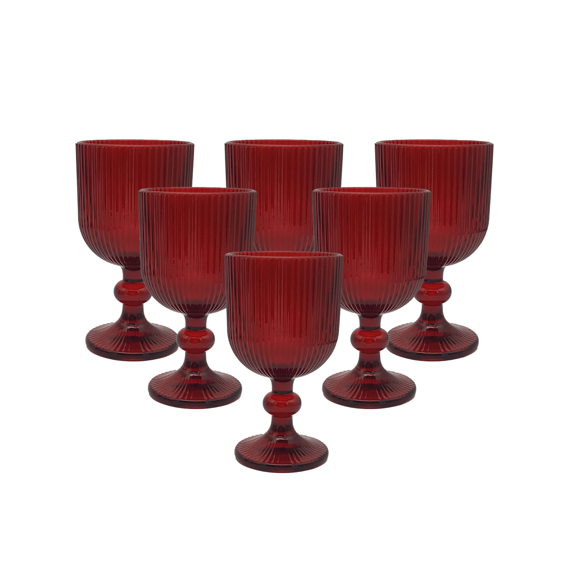 Copo com Pé My Glass Linhas Vermelho 30cl Pack 6