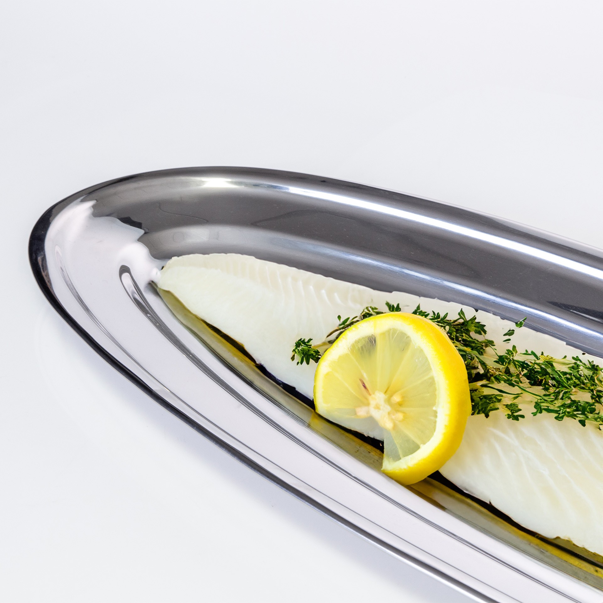 Travessa Inox Peixe 70X25.5cm
