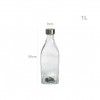 Garrafa Vidro Tampa Metal Quadrada 1000ml 9X26cm