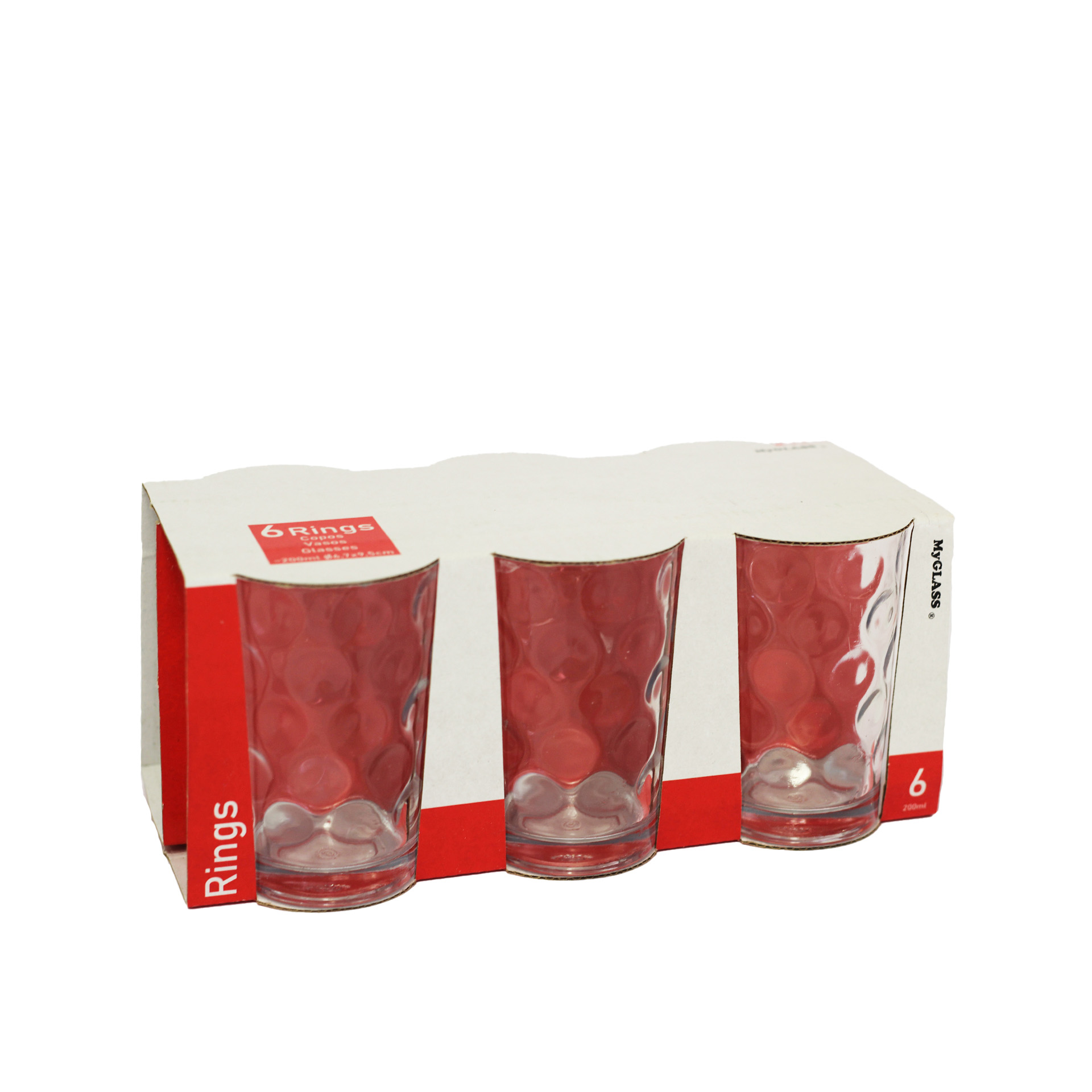 Copo Vidro Rings sem Pé 200ml Pack 6