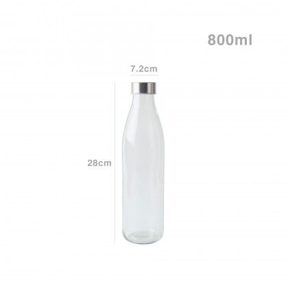 Garrafa Vidro Tampa Metal Redonda 800ml 7.2X28cm