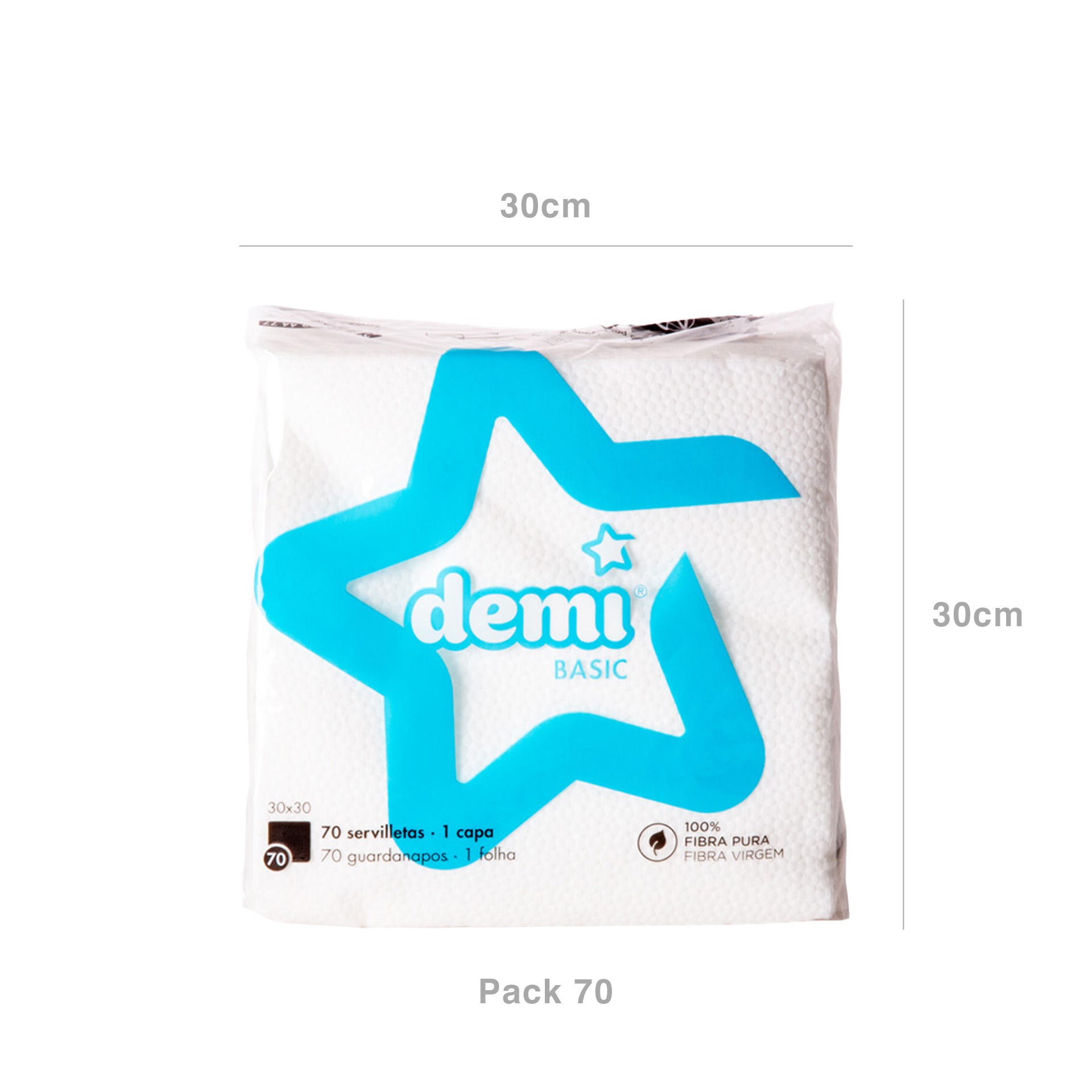 Guardanapos Demi Basic 1 Folha 30X30cm Pack 70