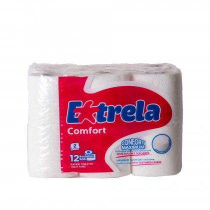 Rolo Papel Higinico Domstico Estrela Comfort 2 Folhas Pack 12