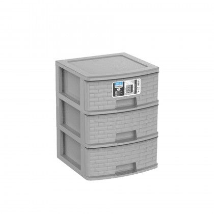 Caixa Organizadora Bamboo 3 Gavetas Antracite 39X39X50cm Caixa Organizadora Bamboo 3 Gavetas Antracite 39X39X50cm